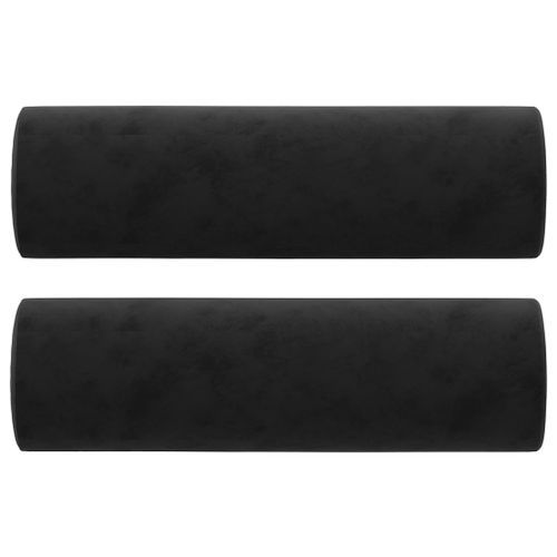 Coussins décoratifs 2 pcs Noir Ø15x50 cm Velours - Photo n°2; ?>