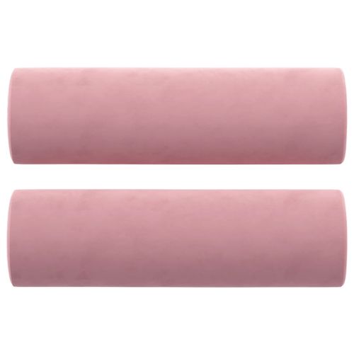 Coussins décoratifs 2 pcs Rose Ø15x50 cm Velours - Photo n°2; ?>