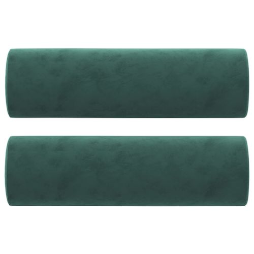 Coussins décoratifs 2 pcs Vert foncé Ø15x50 cm Velours - Photo n°2; ?>