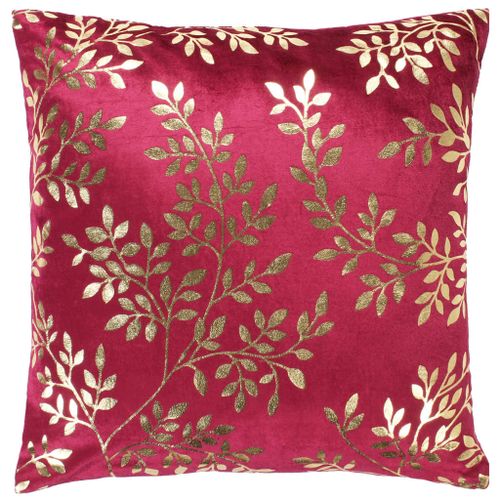 Coussins imprimés à film 2 pcs Bordeaux et doré 40x40cm Velours - Photo n°2; ?>