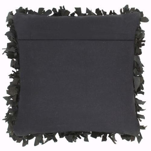 Coussins shaggy 2 pcs Noir 45x45 cm Cuir et coton - Photo n°3; ?>