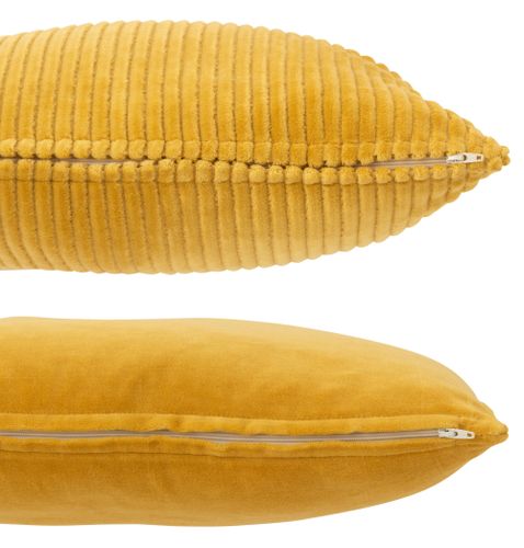 Coussins velours carré coton ocre 2 pcs Fanie 44 x 44 cm - Photo n°2; ?>