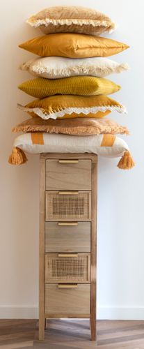 Coussins velours carré coton ocre 2 pcs Fanie 44 x 44 cm - Photo n°3; ?>