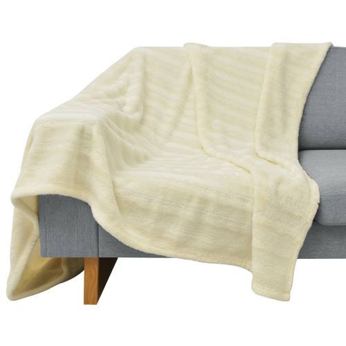 Couverture et housse de coussin 3 pièces Fausse fourrure Crème - Photo n°3; ?>