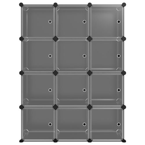 Cubes de rangement 12 pcs avec portes Noir PP - Photo n°3; ?>