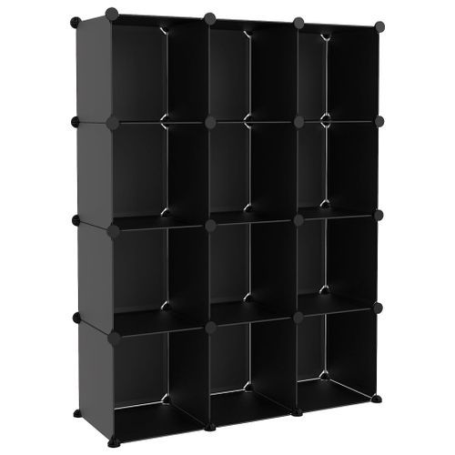 Cubes de rangement 12 pcs Noir PP - Photo n°2; ?>