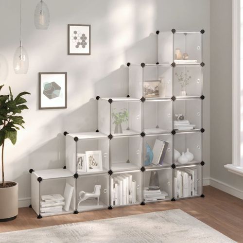 Cubes de rangement 15 pcs avec portes Transparent PP - Photo n°2; ?>