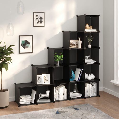 Cubes de rangement 15 pcs Noir PP - Photo n°2; ?>