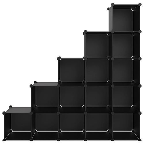 Cubes de rangement 15 pcs Noir PP - Photo n°3; ?>