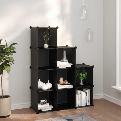 Cubes de rangement 9 pcs Noir PP - Photo n°2; ?>