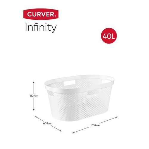 CURVER Coffre a linge 60L + panier 45L - Gamme Infinity - Blanc - Photo n°3; ?>