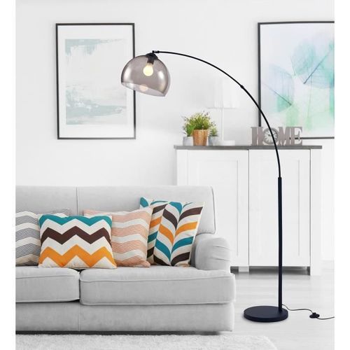 DAISY Lampadaire Arc - Métal Noir - Réflecteur Acrylique Fumé - L 30 x P 110 x H 170 - Photo n°2; ?>