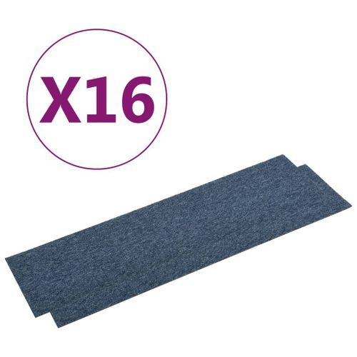 Dalles de tapis de sol 16 pcs 4 m² 25x100 cm Bleu - Photo n°2; ?>