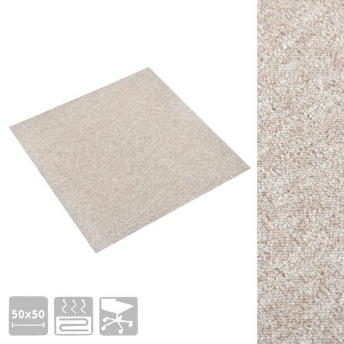 Dalles de tapis de sol 20 pcs 5 m² 50x50 cm Beige clair - Photo n°3; ?>