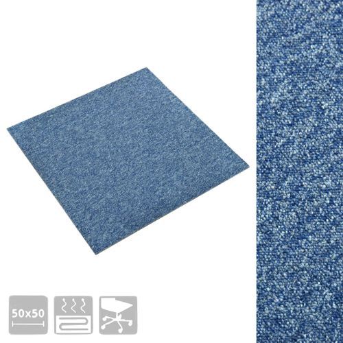 Dalles de tapis de sol 20 pcs 5 m² 50x50 cm Bleu - Photo n°3; ?>