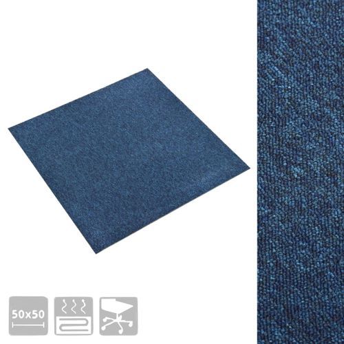 Dalles de tapis de sol 20 pcs 5 m² 50x50 cm Bleu foncé - Photo n°3; ?>