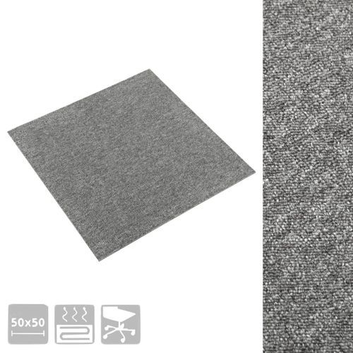 Dalles de tapis de sol 20 pcs 5 m² 50x50 cm Gris - Photo n°3; ?>