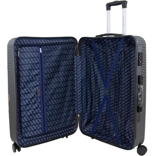 DANIEL HECHTER Set de 3 Valises Trolley DHVDEAUVILLE Rigide ABS - 8 Roues - Cadenas TSA - 50-60-70 cm - Gris foncé - Photo n°3; ?>