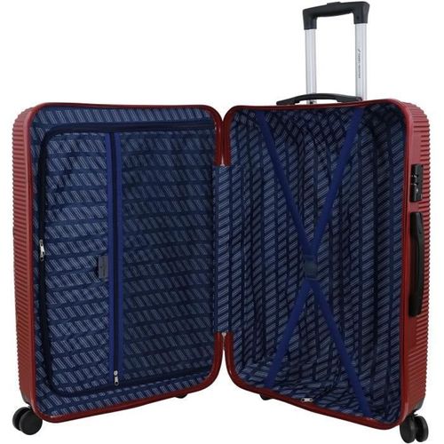 DANIEL HECHTER Set de 3 Valises Trolley DHVDEAUVILLE Rigide ABS - 8 Roues - Cadenas TSA - 50-60-70 cm - Rouge bordeaux - Photo n°3; ?>