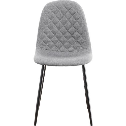 Chaise matelassée tissu gris clair et pieds métal noir Koby - Lot de 4 - Photo n°2; ?>