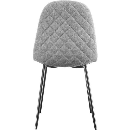 Chaise matelassée tissu gris clair et pieds métal noir Koby - Lot de 4 - Photo n°3; ?>