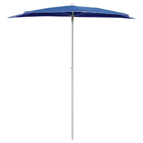 Demi-parasol de jardin avec mât 180x90 cm Bleu azuré - Photo n°3; ?>