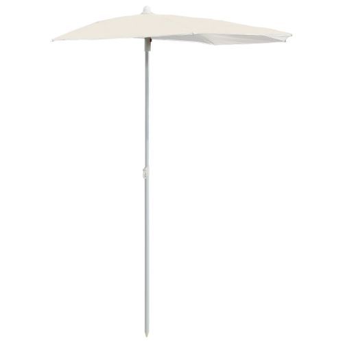 Demi-parasol de jardin avec mât 180x90 cm Sable - Photo n°2; ?>