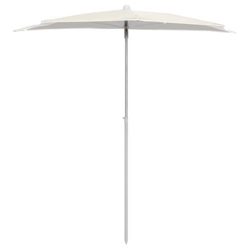 Demi-parasol de jardin avec mât 180x90 cm Sable - Photo n°3; ?>