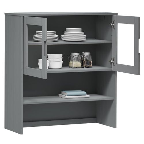 Dessus de buffet MOLDE Gris 90x35x100 cm Bois massif de pin - Photo n°3; ?>