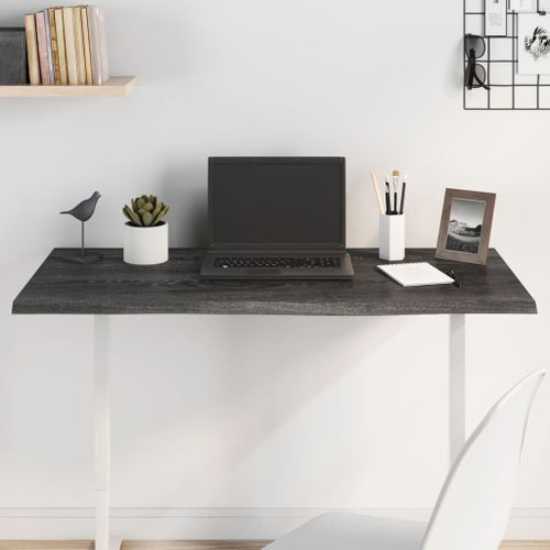 Dessus de bureau gris foncé 100x50x2 cm bois chêne traité - Photo n°2; ?>