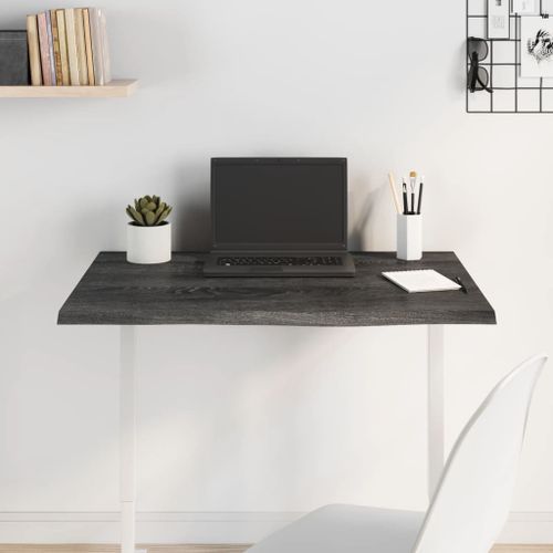 Dessus de bureau gris foncé 80x60x2 cm bois chêne traité - Photo n°2; ?>