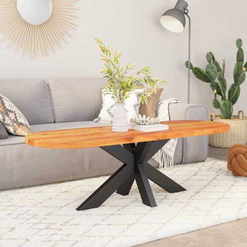 Dessus de table 140x50x3,8 cm ovale bois massif d'acacia - Photo n°2; ?>