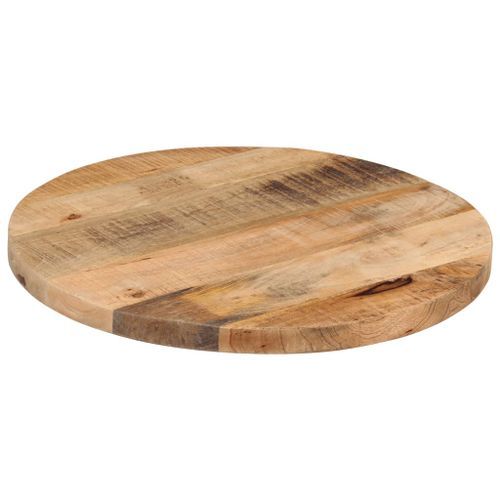 Dessus de table Ø 40x2,5 cm rond bois massif de manguier brut - Photo n°2; ?>