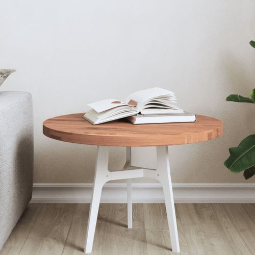 Dessus de table Ø50x2,5 cm rond bois massif de hêtre - Photo n°2; ?>