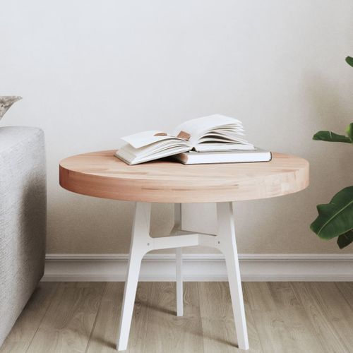 Dessus de table Ø50x4 cm rond bois massif de hêtre - Photo n°2; ?>