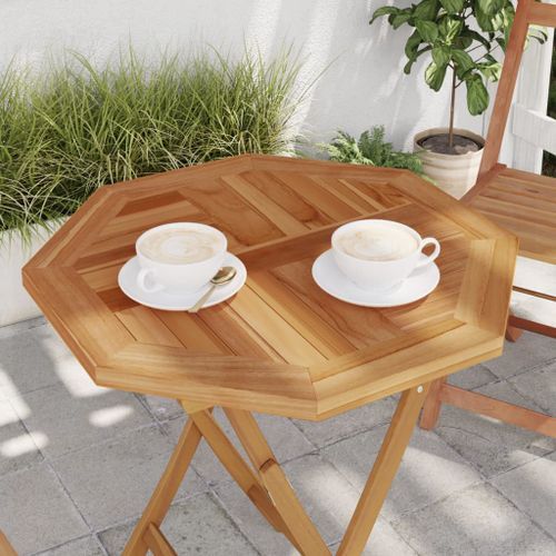 Dessus de table 60x60x2,5 cm octogonal bois de teck massif - Photo n°2; ?>