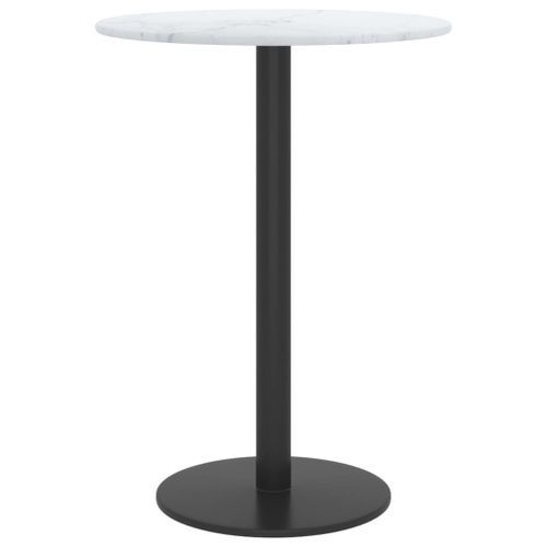 Dessus de table Blanc Ø30x0,8cm Verre trempé avec design marbre - Photo n°2; ?>