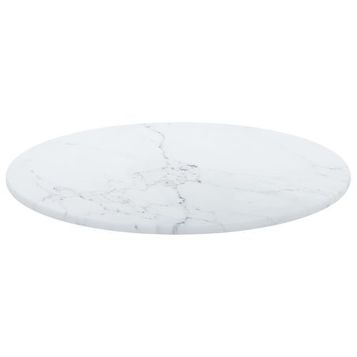 Dessus de table Blanc Ø30x0,8cm Verre trempé avec design marbre - Photo n°3; ?>