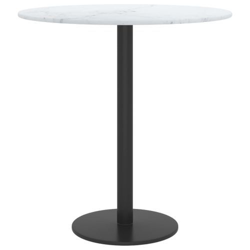 Dessus de table Blanc Ø40x0,8cm Verre trempé avec design marbre - Photo n°2; ?>