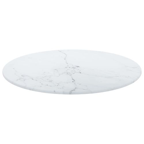 Dessus de table Blanc Ø40x0,8cm Verre trempé avec design marbre - Photo n°3; ?>
