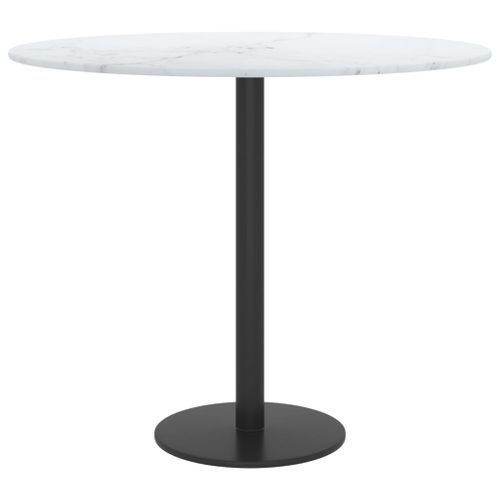 Dessus de table Blanc Ø50x0,8cm Verre trempé avec design marbre - Photo n°2; ?>