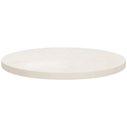 Dessus de table Blanc Ø50x2,5 cm Bois de pin massif - Photo n°2; ?>