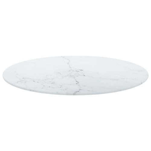 Dessus de table Blanc Ø60x0,8 cm Verre trempé design de marbre - Photo n°3; ?>
