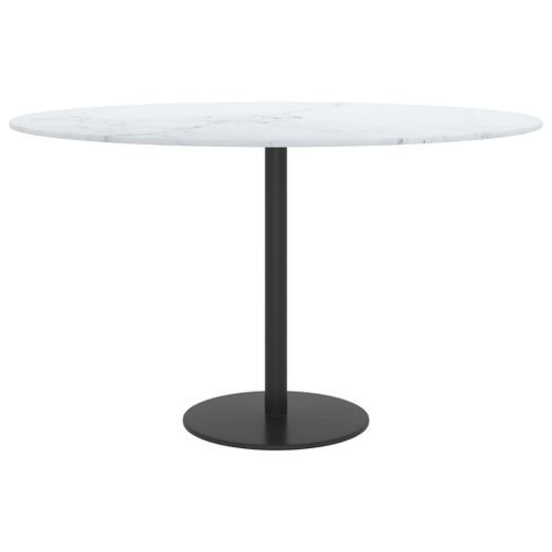 Dessus de table Blanc Ø70x0,8cm Verre trempé avec design marbre - Photo n°2; ?>
