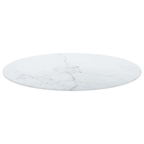 Dessus de table Blanc Ø70x0,8cm Verre trempé avec design marbre - Photo n°3; ?>