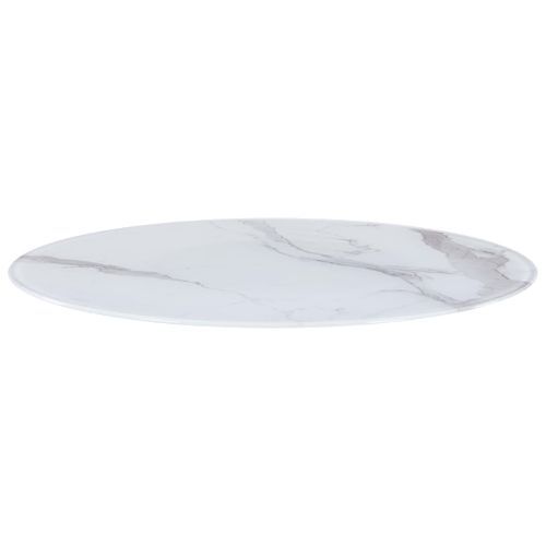 Dessus de table Blanc Ø80 cm Verre avec texture de marbre - Photo n°2; ?>