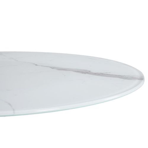 Dessus de table Blanc Ø80 cm Verre avec texture de marbre - Photo n°3; ?>
