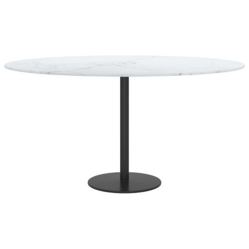 Dessus de table Blanc Ø80x1 cm Verre trempé et design de marbre - Photo n°2; ?>