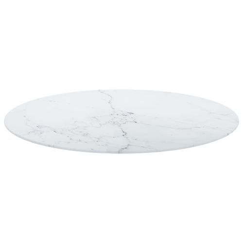 Dessus de table Blanc Ø80x1 cm Verre trempé et design de marbre - Photo n°3; ?>