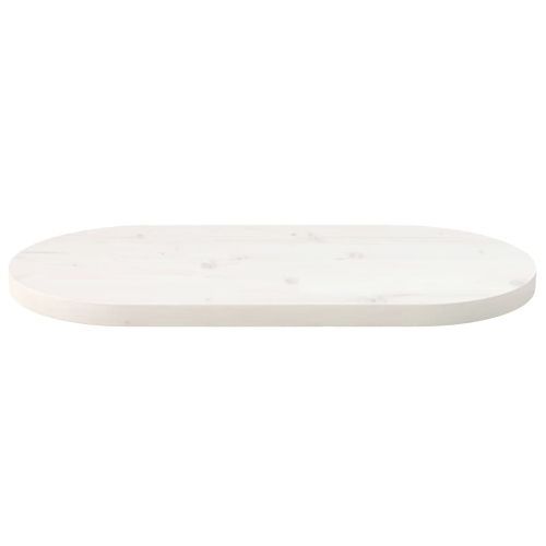Dessus de table blanc 80x40x2,5 cm bois de pin massif ovale - Photo n°3; ?>